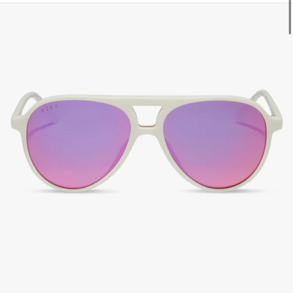 DIFF TOSCA II MATTE WHITE WITH PINK RUSH MIRROR SUNGLASSES - Picture 5 of 6